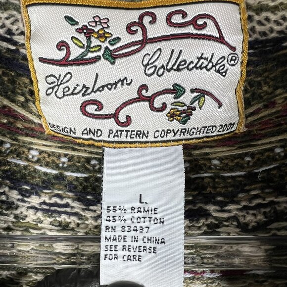 Heirloom Collectibles Womens L Nordic Fair Isle Jacket Full Zip Cardigan Sweater - Picture 14 of 16